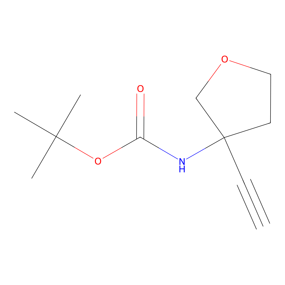 tert-butyl N-(3-ethynyloxolan-3-yl)carbamate molecular structure, CAS 2228944-34-9