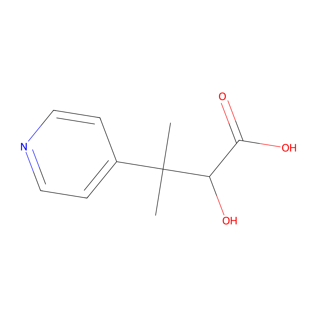 2-Hydroxy-3-methyl-3-(pyridin-4-yl)butanoic acid molecular structure, CAS 2228946-50-5