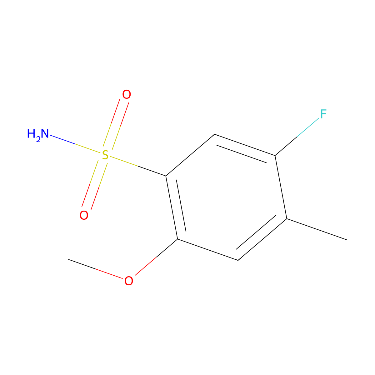 5-Fluoro-2-methoxy-4-methylbenzene-1-sulfonamide molecular structure, CAS 2228948-66-9