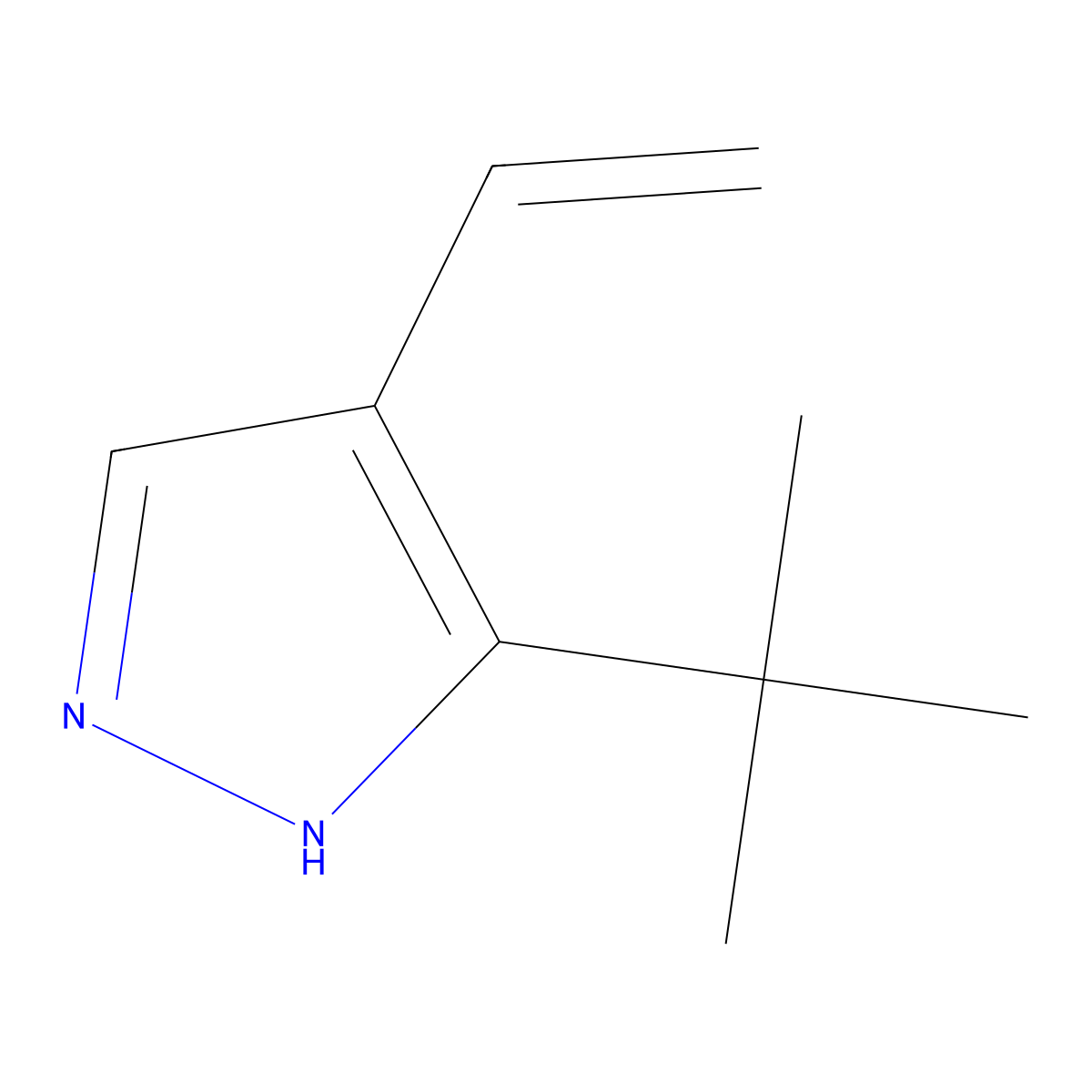 3-tert-butyl-4-ethenyl-1H-pyrazole molecular structure, CAS 2228957-16-0