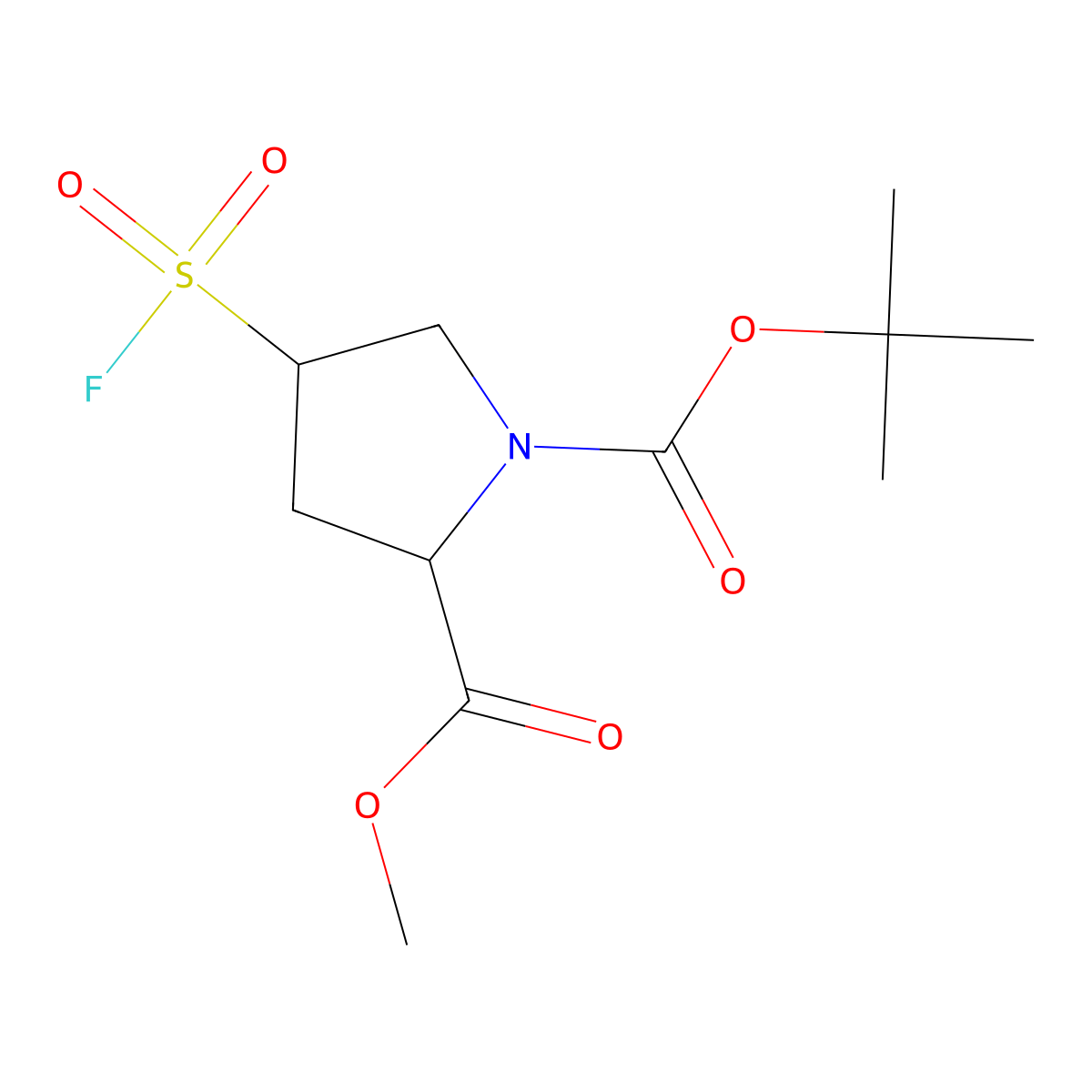 1-tert-butyl 2-methyl (2S,4S)-4-(fluorosulfonyl)pyrrolidine-1,2-dicarboxylate molecular structure, CAS 2228957-57-9