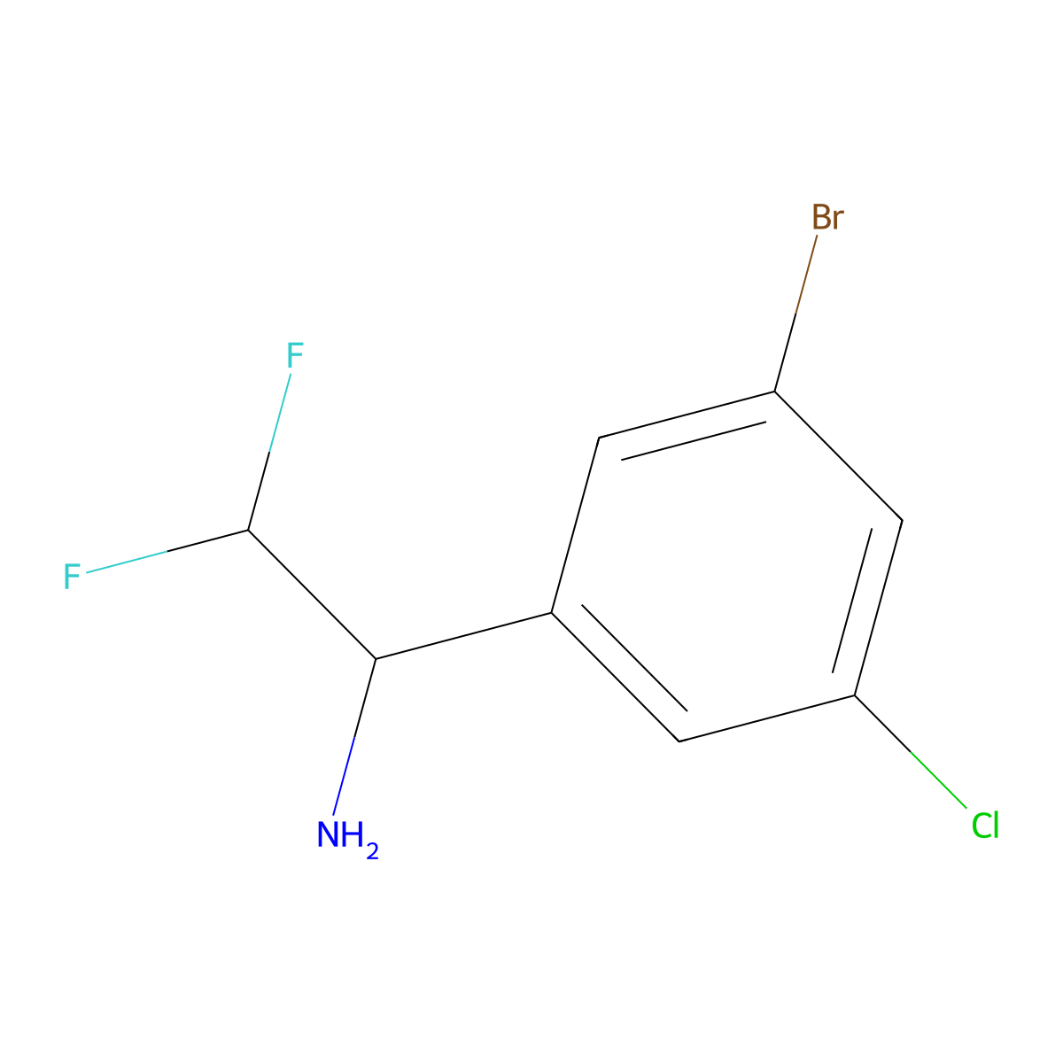 1-(3-Bromo-5-chlorophenyl)-2,2-difluoroethan-1-amine molecular structure, CAS 2228958-63-0