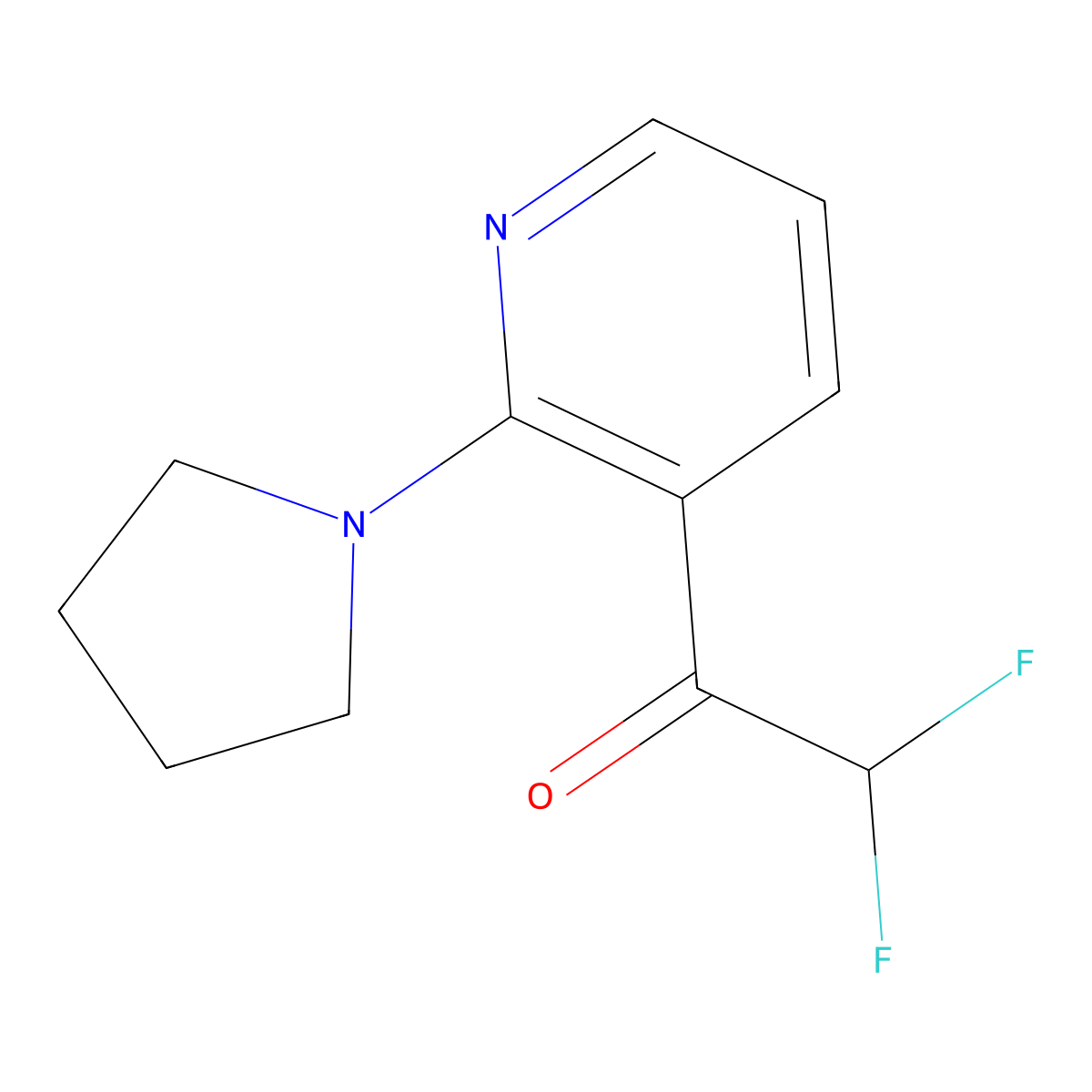 2,2-Difluoro-1-[2-(pyrrolidin-1-yl)pyridin-3-yl]ethan-1-one molecular structure, CAS 2228959-12-2