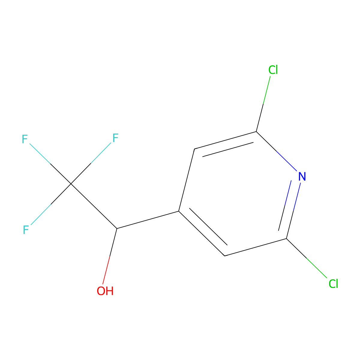 1-(2,6-Dichloropyridin-4-yl)-2,2,2-trifluoroethan-1-ol molecular structure, CAS 2228959-99-5