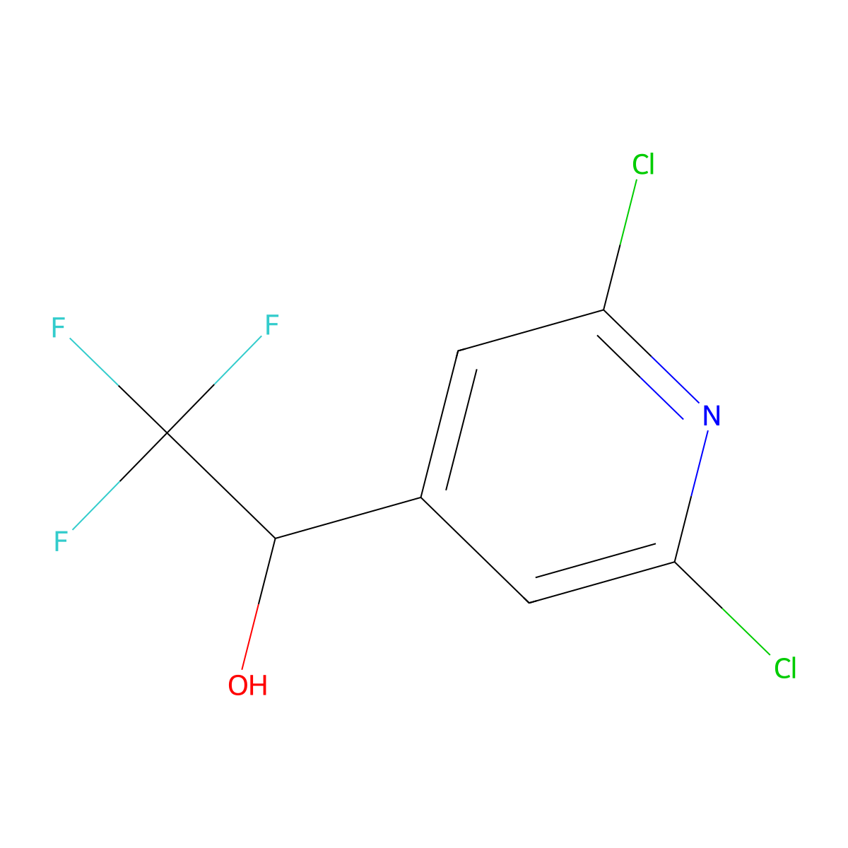 1-(2,6-Dichloropyridin-4-yl)-2,2,2-trifluoroethan-1-ol molecular structure, CAS 2228959-99-5