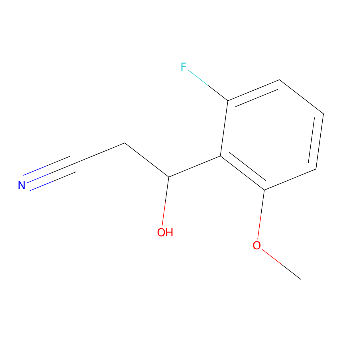 3-(2-Fluoro-6-methoxyphenyl)-3-hydroxypropanenitrile molecular structure, CAS 2228961-42-8