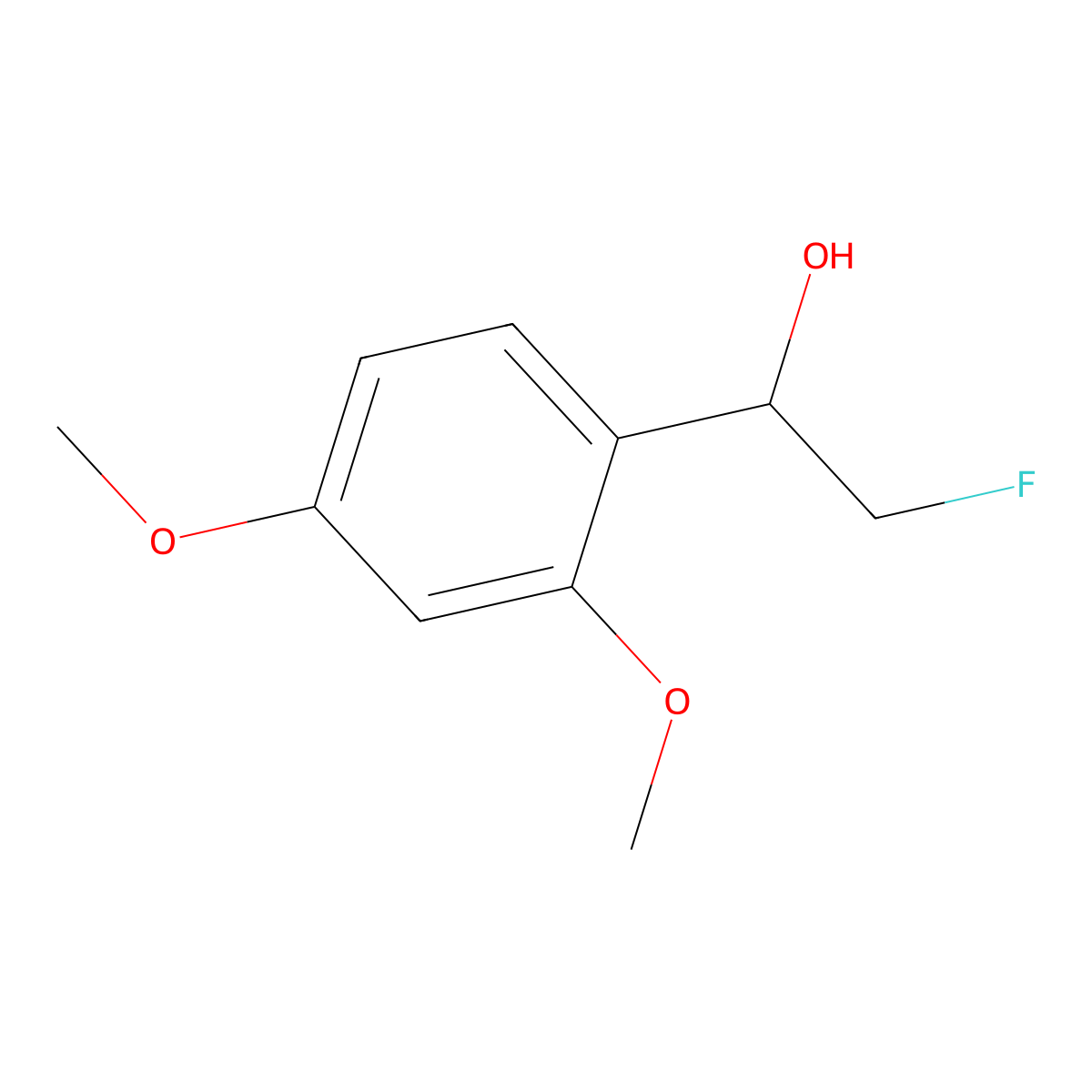 1-(2,4-Dimethoxyphenyl)-2-fluoroethan-1-ol molecular structure, CAS 2228963-00-4