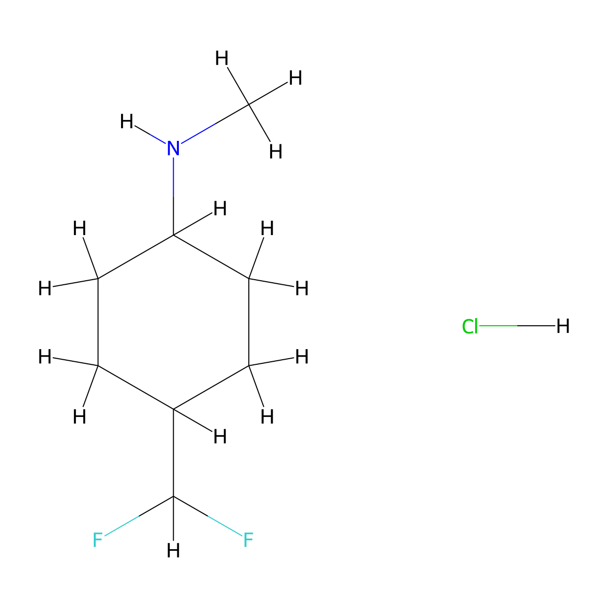 4-(Difluoromethyl)-N-methylcyclohexan-1-amine hydrochloride molecular structure, CAS 2228963-55-9