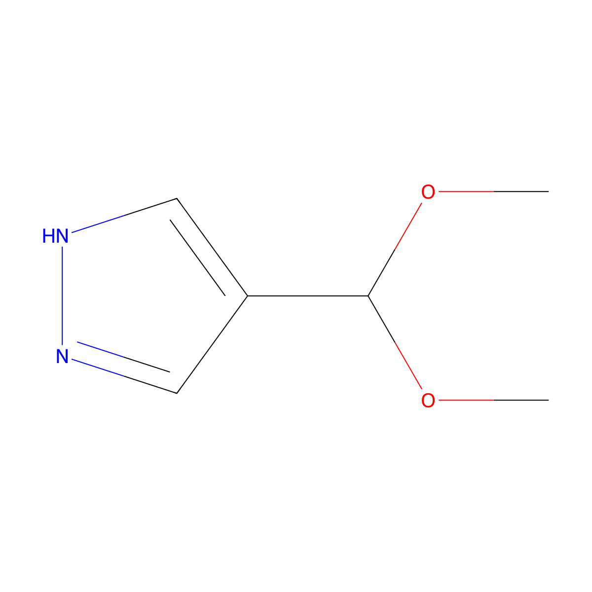4-(dimethoxymethyl)-1H-pyrazole molecular structure, CAS 2228964-97-2