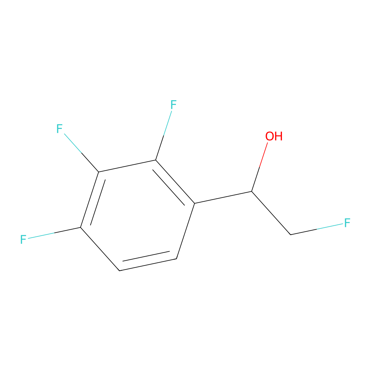 2-Fluoro-1-(2,3,4-trifluorophenyl)ethan-1-ol molecular structure, CAS 2228966-29-6