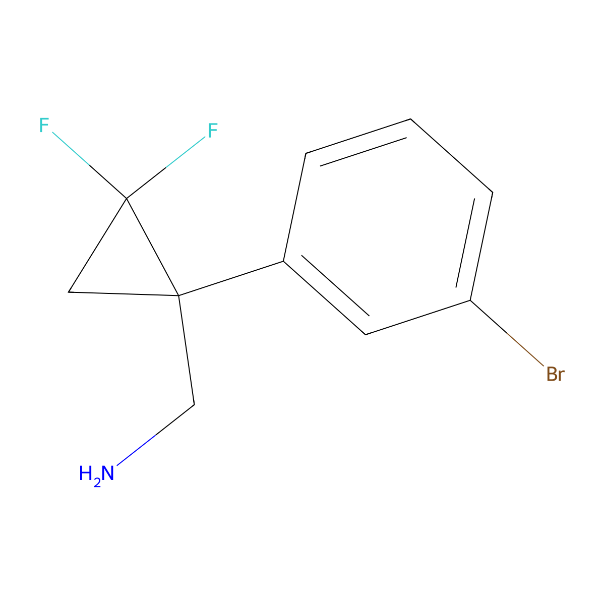 [1-(3-Bromophenyl)-2,2-difluoro-cyclopropyl]methanamine molecular structure, CAS 2228967-32-4