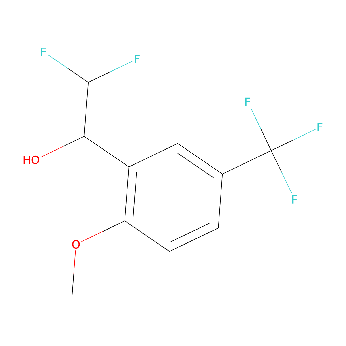 2,2-Difluoro-1-[2-methoxy-5-(trifluoromethyl)phenyl]ethan-1-ol molecular structure, CAS 2228968-10-1