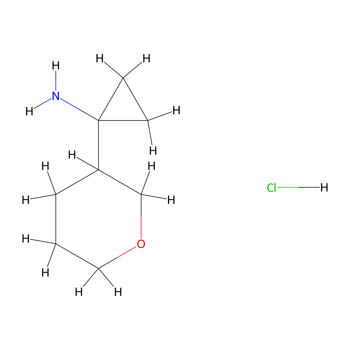 1-(Oxan-3-yl)cyclopropan-1-amine hydrochloride molecular structure, CAS 2228968-43-0