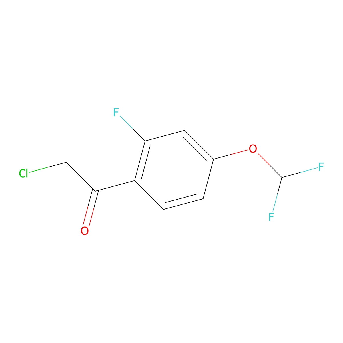 2-Chloro-1-[4-(difluoromethoxy)-2-fluorophenyl]ethan-1-one molecular structure, CAS 2228968-74-7