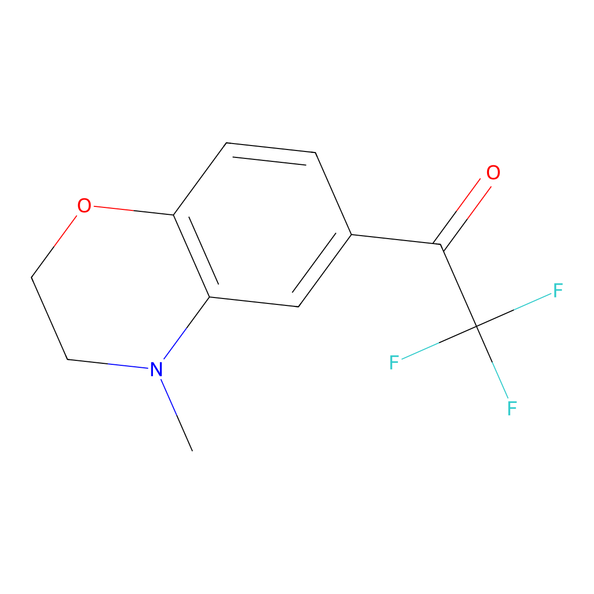 2,2,2-trifluoro-1-(4-methyl-3,4-dihydro-2H-1,4-benzoxazin-6-yl)ethan-1-one molecular structure, CAS 2228968-83-8