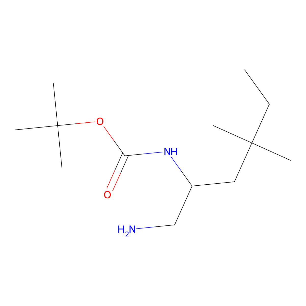 tert-butyl N-(1-amino-4,4-dimethylhexan-2-yl)carbamate molecular structure, CAS 2228970-34-9