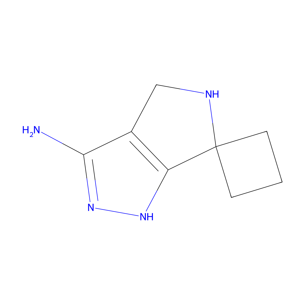 4',5'-dihydro-1'H-spiro[cyclobutane-1,6'-pyrrolo[3,4-c]pyrazole]-3'-amine molecular structure, CAS 2228971-41-1