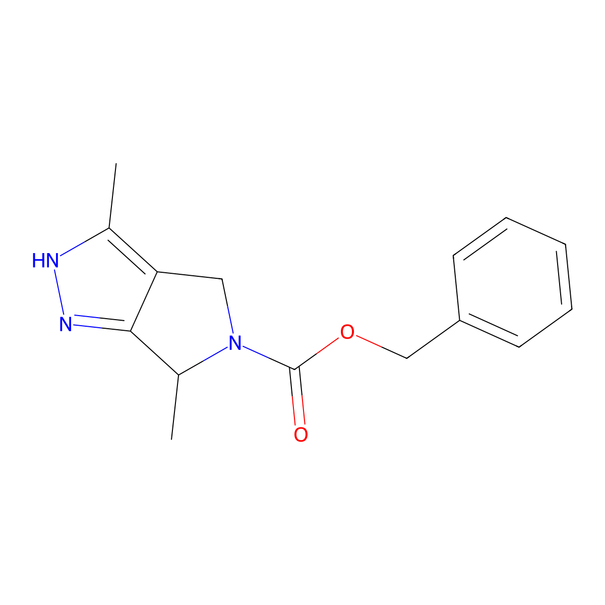Benzyl (S)-3,6-dimethyl-4,6-dihydropyrrolo[3,4-c]pyrazole-5(1H)-carboxylate molecular structure, CAS 2228971-71-7