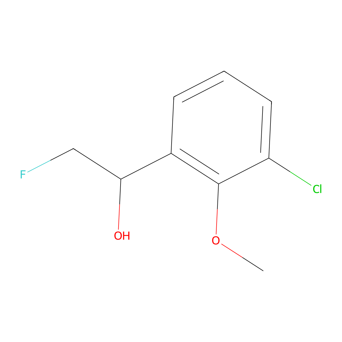 1-(3-Chloro-2-methoxyphenyl)-2-fluoroethan-1-ol molecular structure, CAS 2228973-88-2