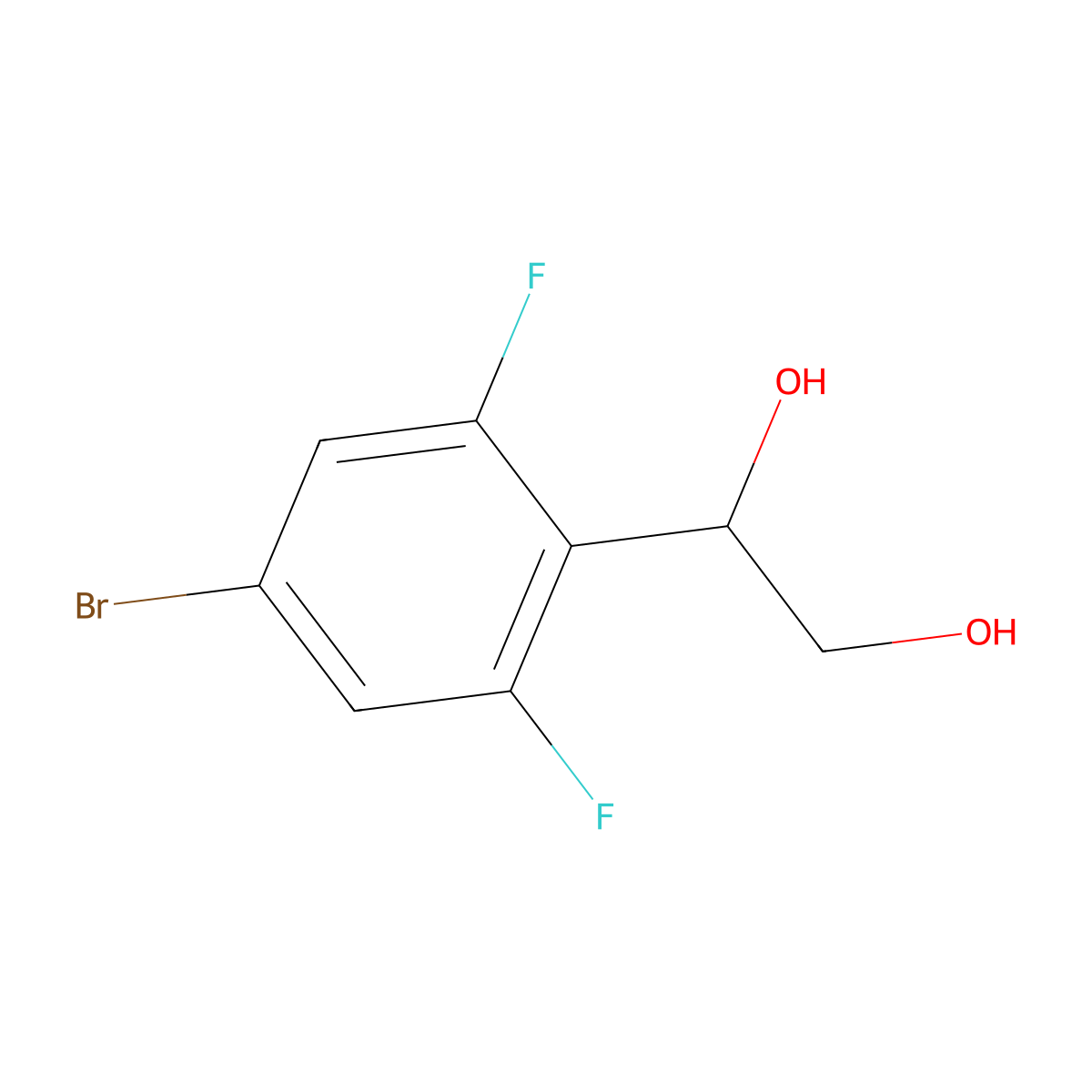 1-(4-Bromo-2,6-difluorophenyl)ethane-1,2-diol molecular structure, CAS 2228976-54-1