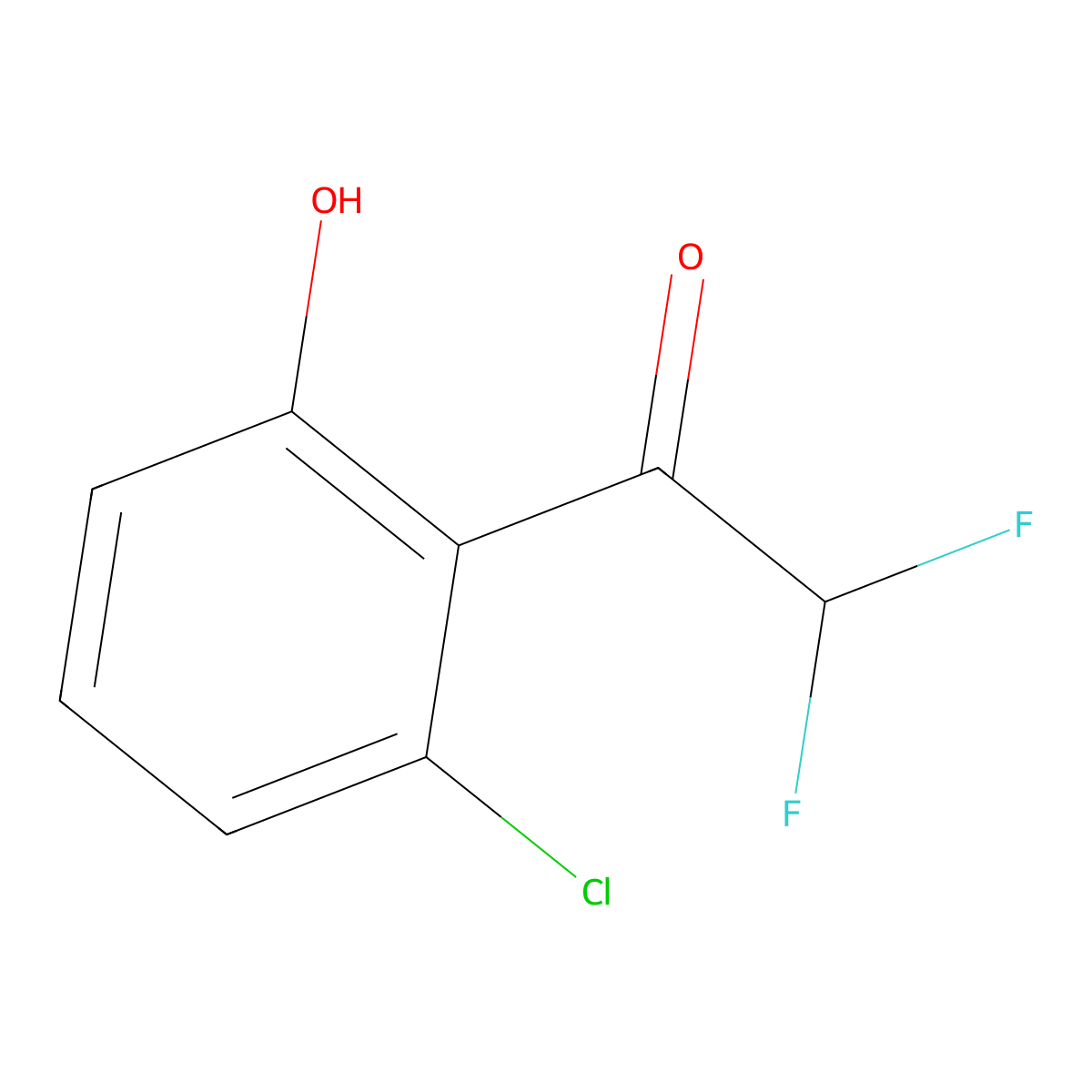 1-(2-Chloro-6-hydroxyphenyl)-2,2-difluoroethan-1-one molecular structure, CAS 2228976-57-4
