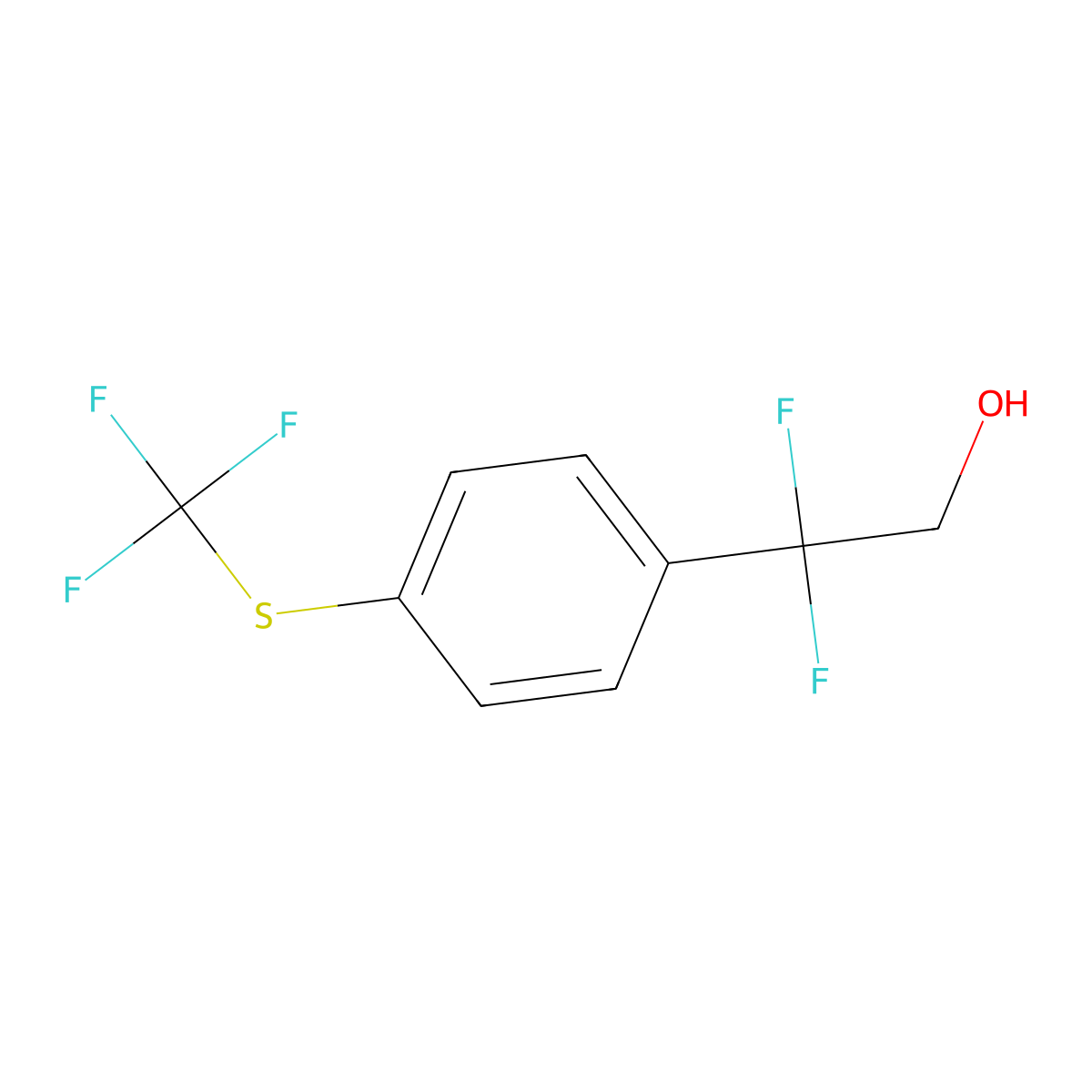 2,2-Difluoro-2-{4-[(trifluoromethyl)sulfanyl]phenyl}ethan-1-ol molecular structure, CAS 2228977-70-4