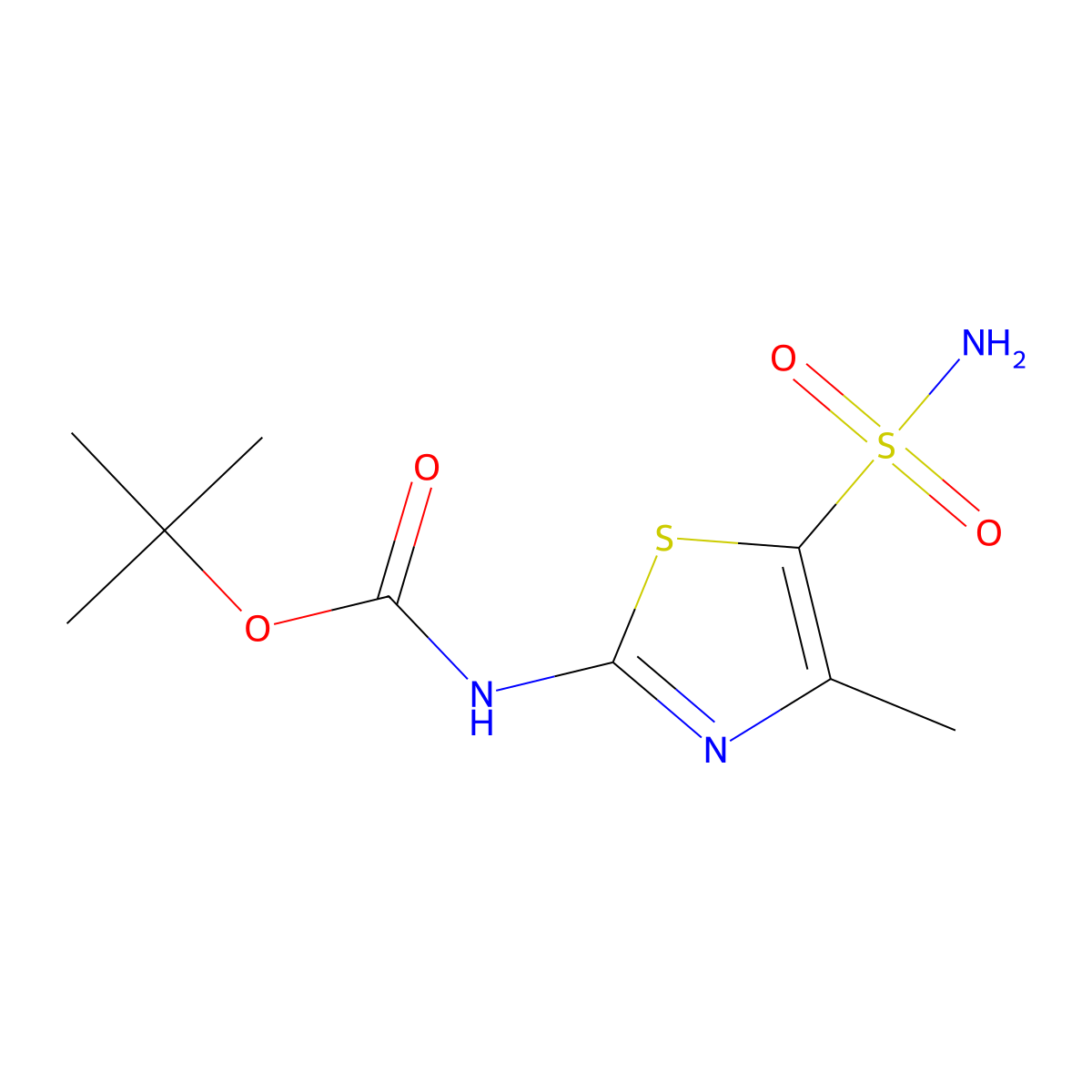 tert-butyl N-(4-methyl-5-sulfamoyl-1,3-thiazol-2-yl)carbamate molecular structure, CAS 2228978-01-4