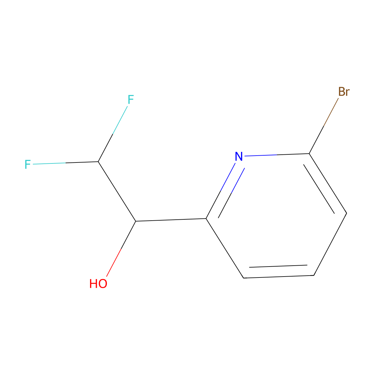 1-(6-Bromopyridin-2-yl)-2,2-difluoroethan-1-ol molecular structure, CAS 2228980-66-1