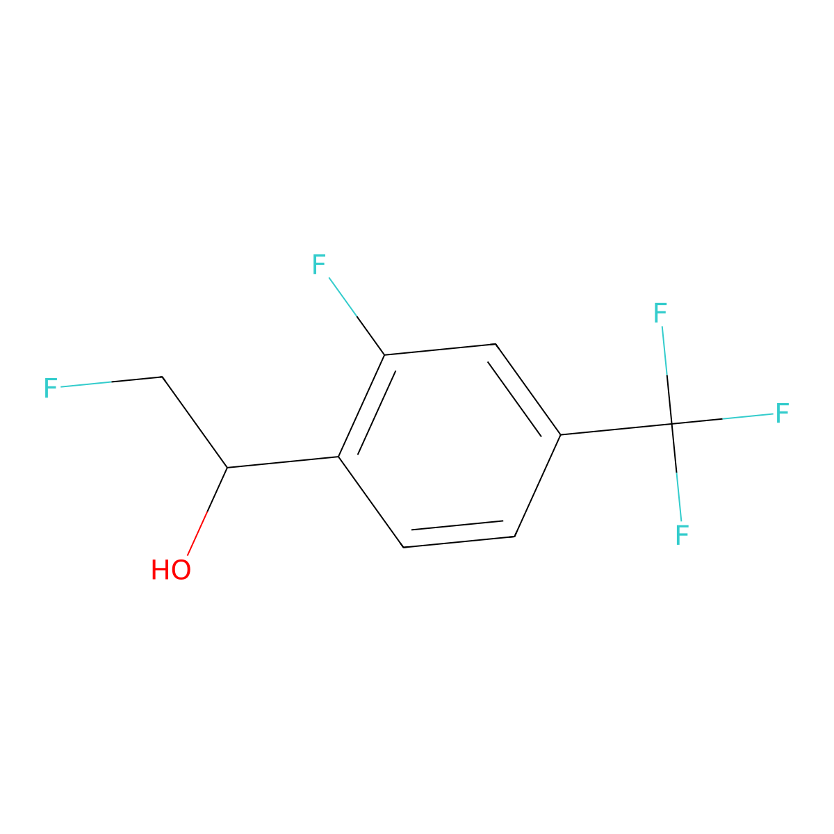 2-Fluoro-1-[2-fluoro-4-(trifluoromethyl)phenyl]ethan-1-ol molecular structure, CAS 2228982-88-3