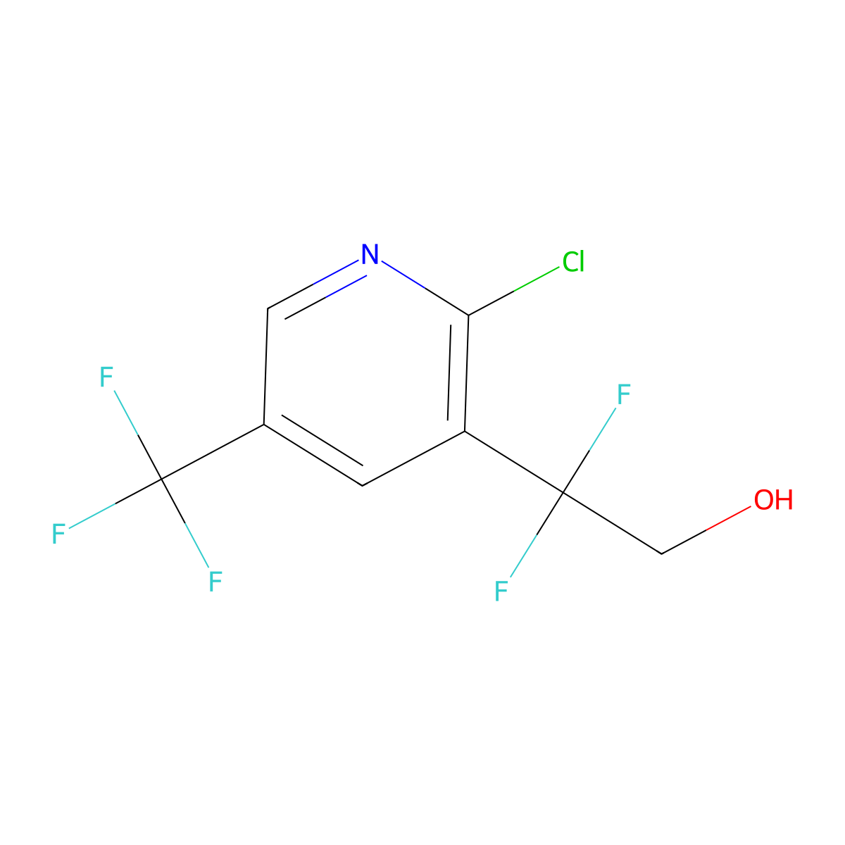 2-[2-Chloro-5-(trifluoromethyl)pyridin-3-yl]-2,2-difluoroethan-1-ol molecular structure, CAS 2228987-59-3