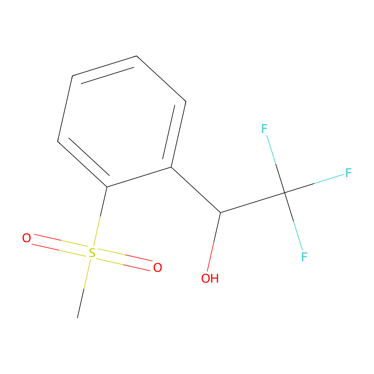 2,2,2-Trifluoro-1-(2-methanesulfonylphenyl)ethan-1-ol molecular structure, CAS 2228987-70-8