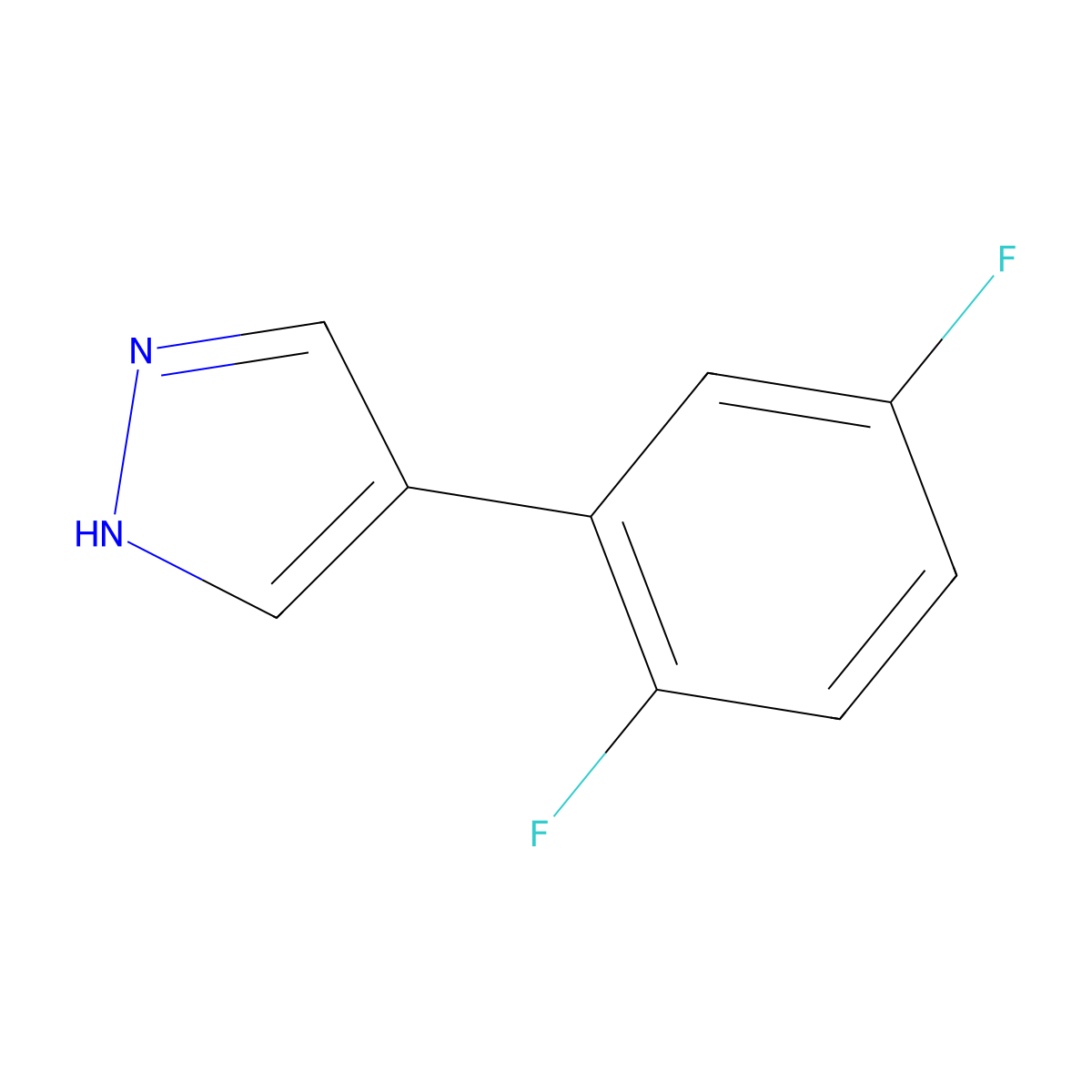 4-(2,5-difluorophenyl)-1H-pyrazole molecular structure, CAS 2228992-16-1