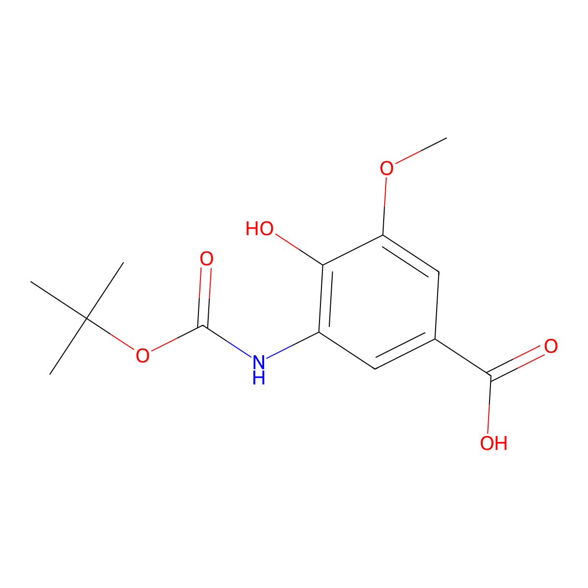3-{[(Tert-butoxy)carbonyl]amino}-4-hydroxy-5-methoxybenzoic acid molecular structure, CAS 2228993-20-0