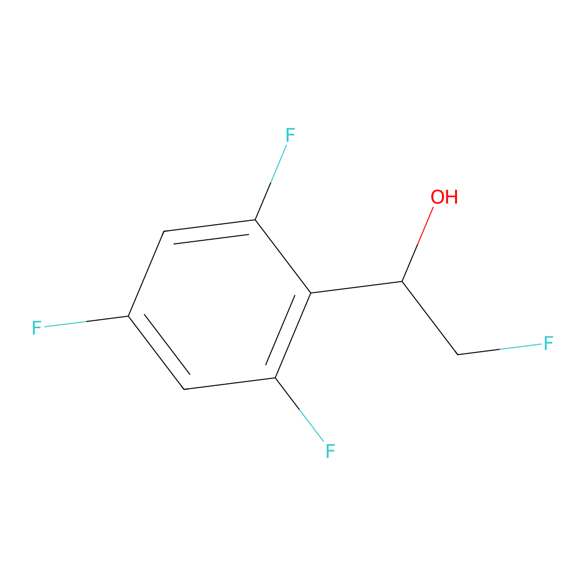 2-Fluoro-1-(2,4,6-trifluorophenyl)ethan-1-ol molecular structure, CAS 2228995-87-5