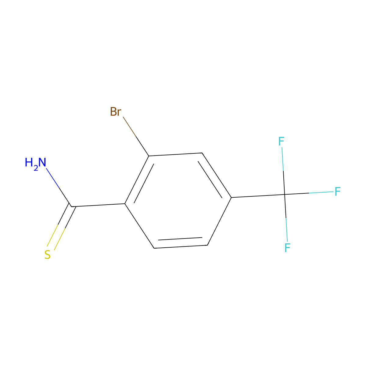 2-Bromo-4-(trifluoromethyl)benzene-1-carbothioamide molecular structure, CAS 2228996-54-9