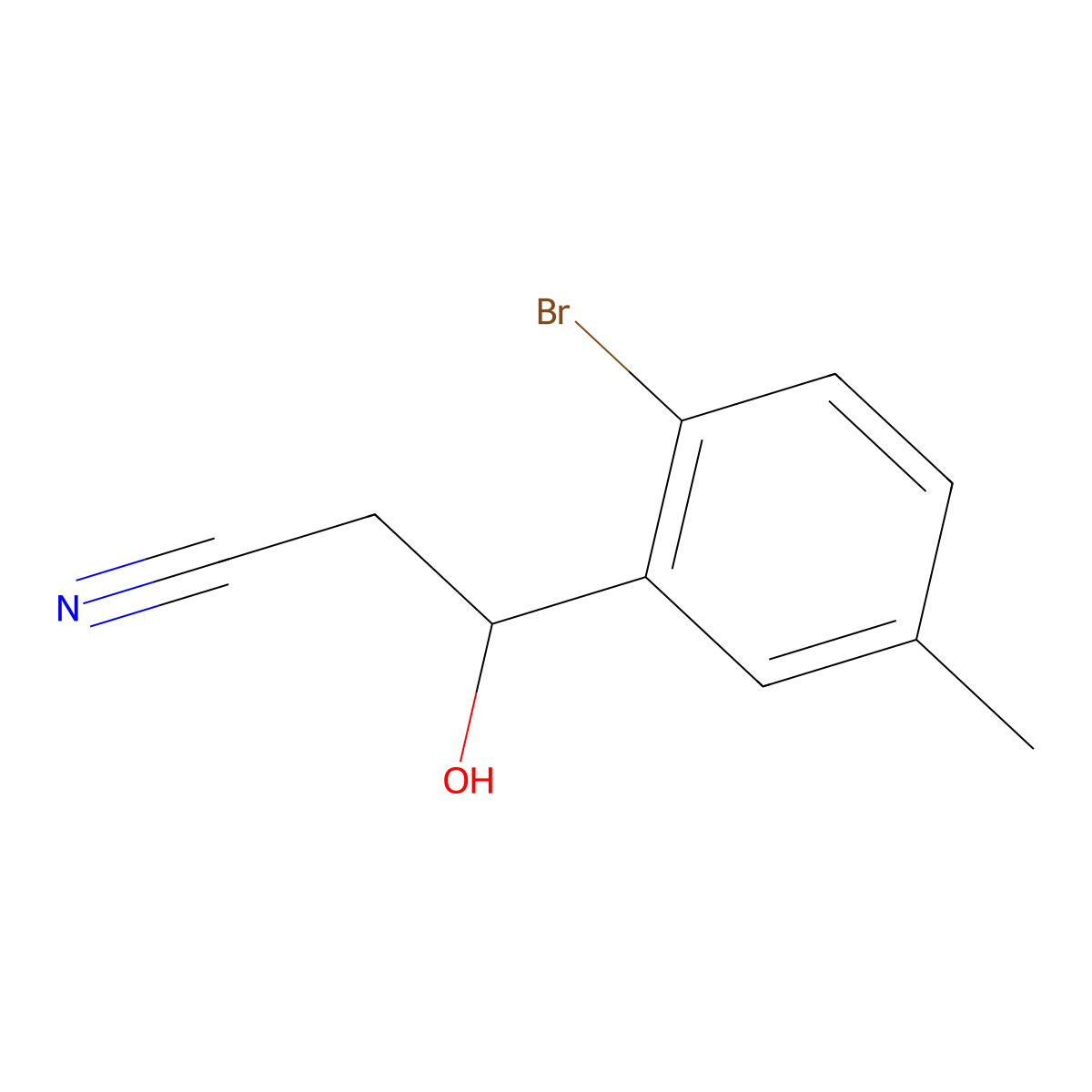 3-(2-Bromo-5-methylphenyl)-3-hydroxypropanenitrile molecular structure, CAS 2228999-58-2