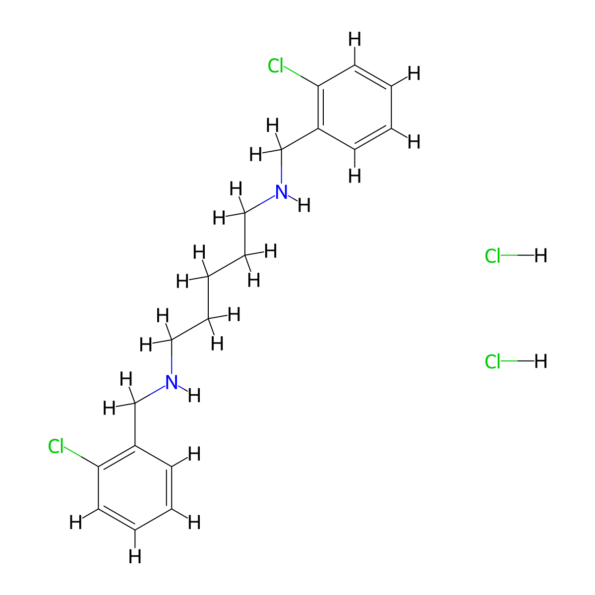 Pentamethylenediamine, N,N'-bis(o-chlorobenzyl)-, dihydrochloride molecular structure, CAS 2229-39-2