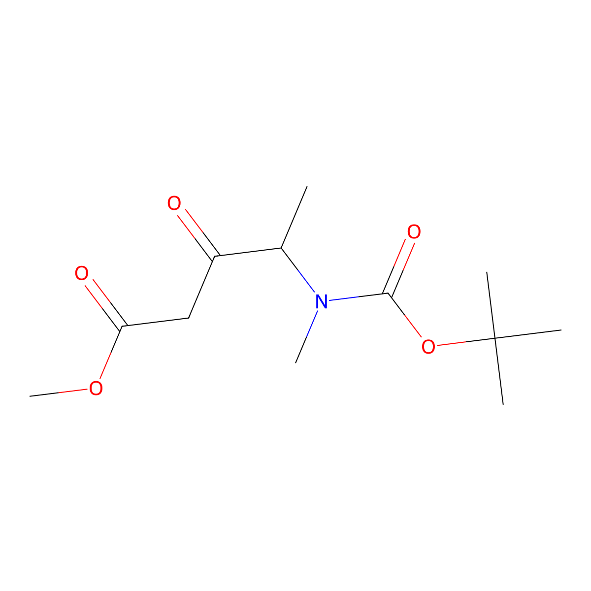 Methyl 4-{[(tert-butoxy)carbonyl](methyl)amino}-3-oxopentanoate molecular structure, CAS 2229000-04-6