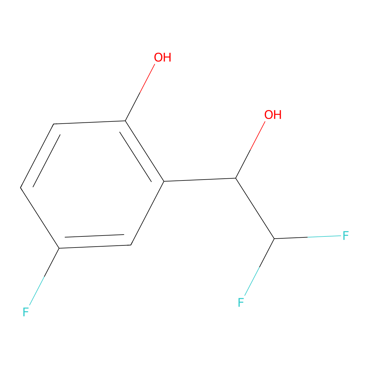 2-(2,2-Difluoro-1-hydroxyethyl)-4-fluorophenol molecular structure, CAS 2229007-36-5