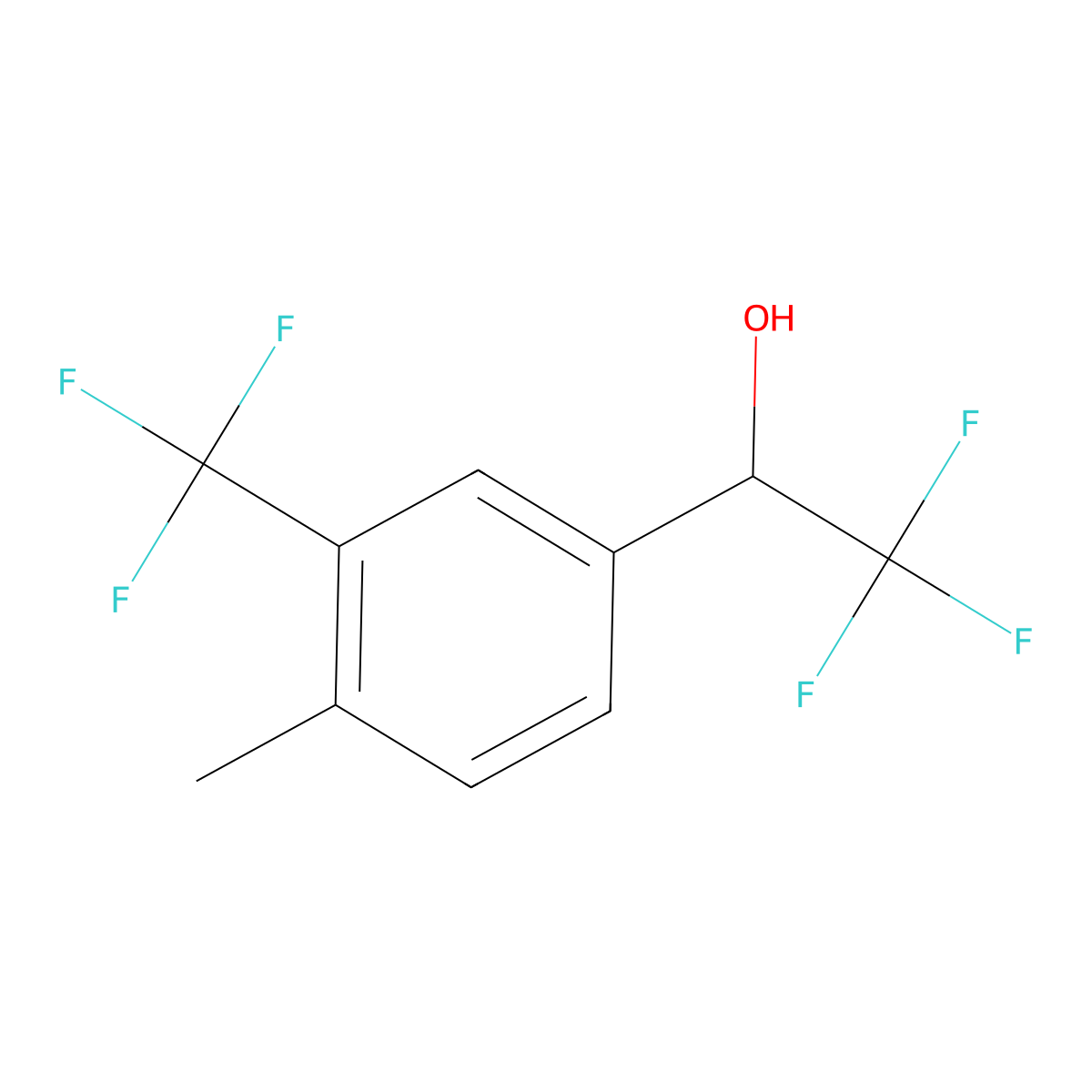 2,2,2-Trifluoro-1-[4-methyl-3-(trifluoromethyl)phenyl]ethan-1-ol molecular structure, CAS 2229007-55-8