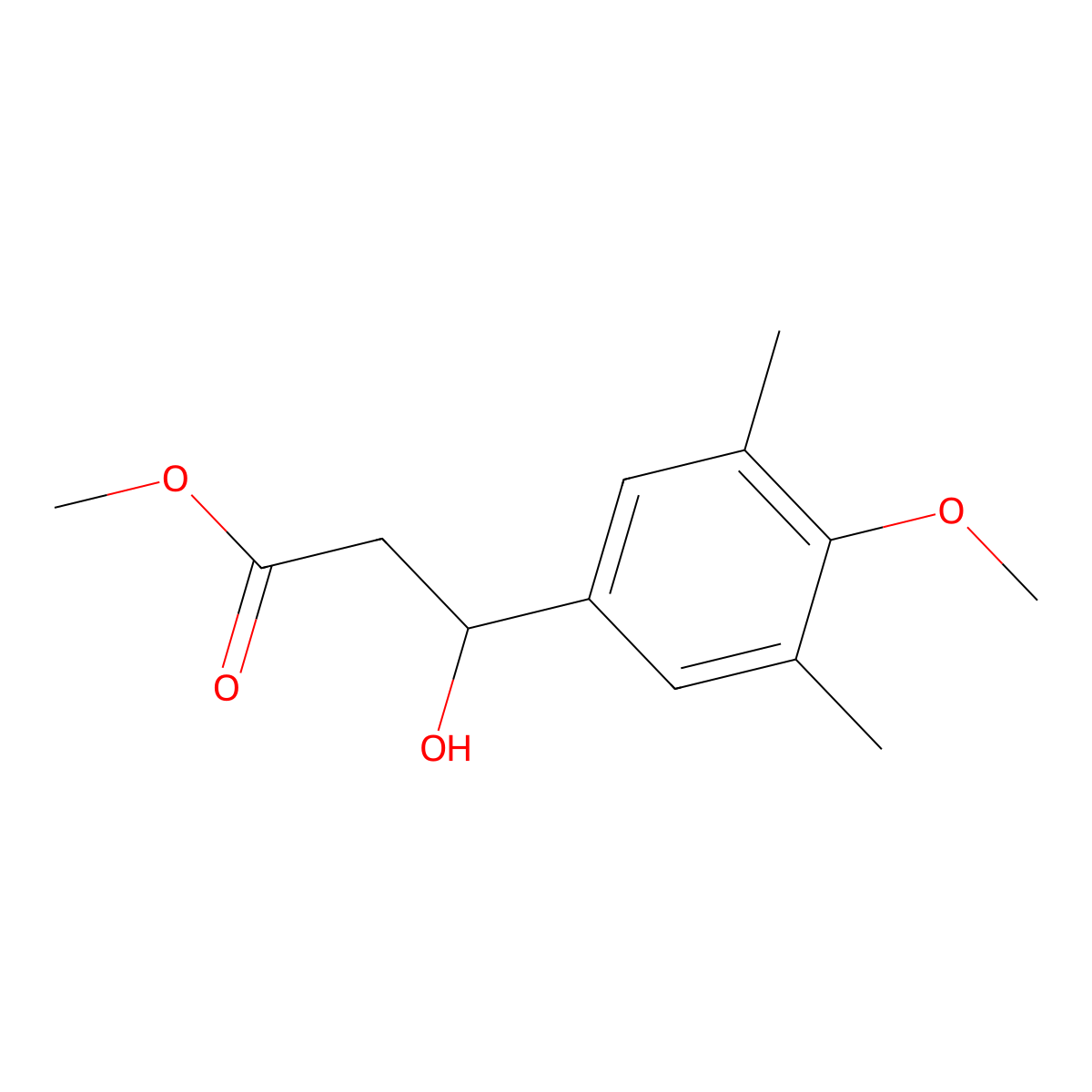 Methyl 3-hydroxy-3-(4-methoxy-3,5-dimethylphenyl)propanoate molecular structure, CAS 2229007-65-0
