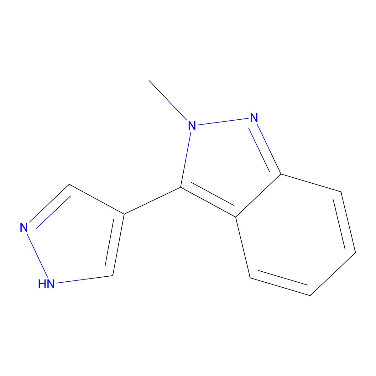 2-methyl-3-(1H-pyrazol-4-yl)-2H-indazole molecular structure, CAS 2229008-78-8