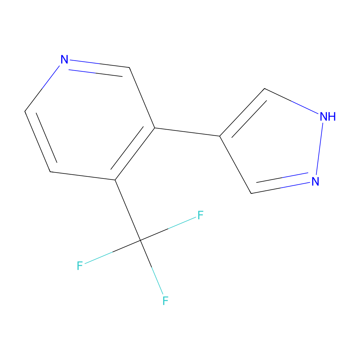 3-(1H-pyrazol-4-yl)-4-(trifluoromethyl)pyridine molecular structure, CAS 2229009-90-7