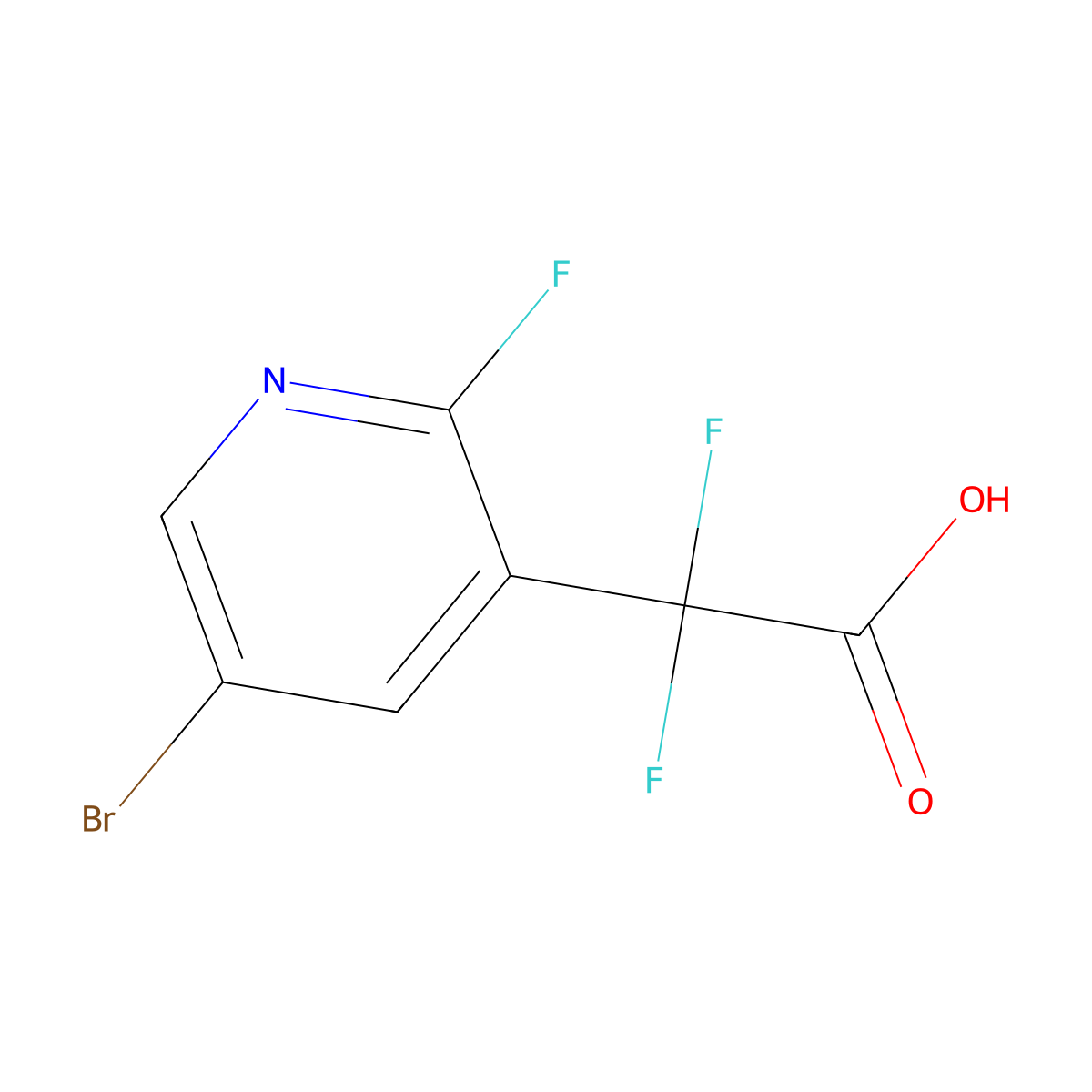 2-(5-Bromo-2-fluoropyridin-3-yl)-2,2-difluoroacetic acid molecular structure, CAS 2229010-21-1