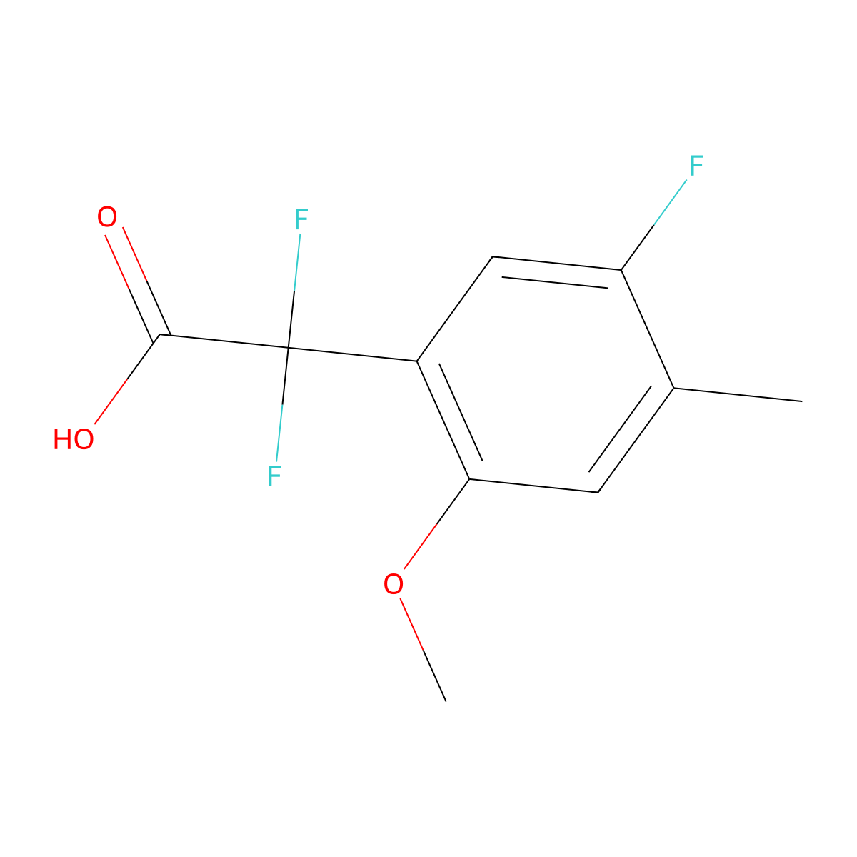 2,2-Difluoro-2-(5-fluoro-2-methoxy-4-methylphenyl)acetic acid molecular structure, CAS 2229010-59-5