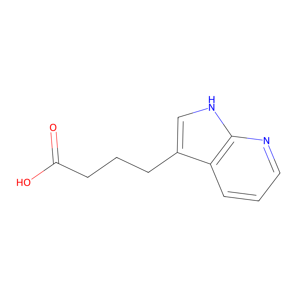 4-(1H-pyrrolo(2,3-b)pyridin-3-yl)butanoic acid molecular structure, CAS 2229015-06-7