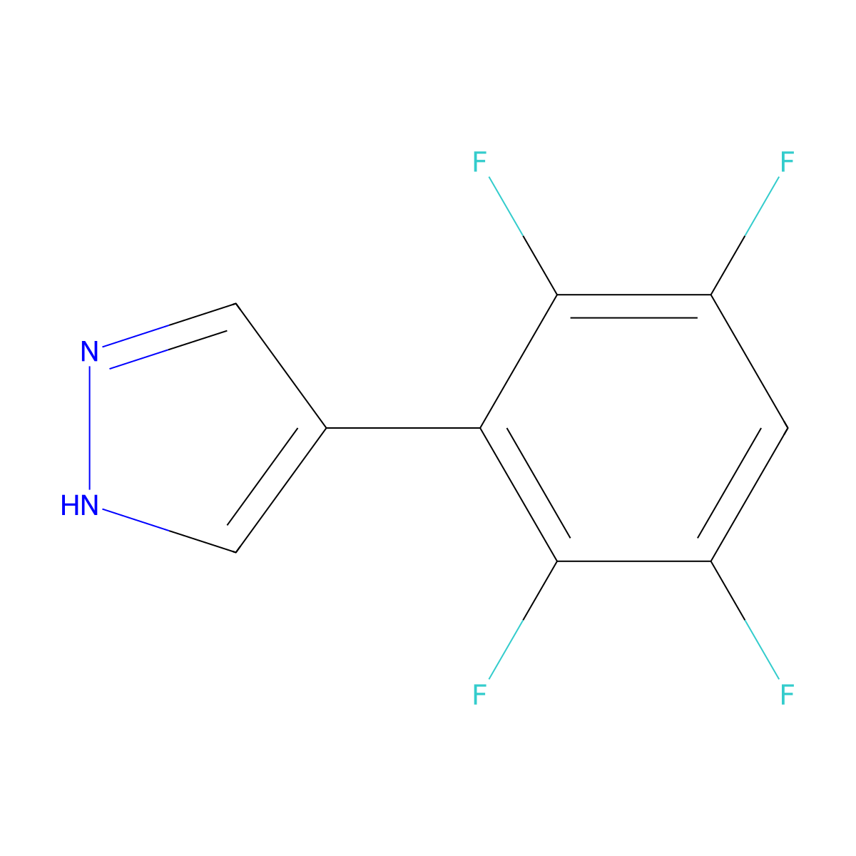 4-(2,3,5,6-tetrafluorophenyl)-1H-pyrazole molecular structure, CAS 2229015-65-8