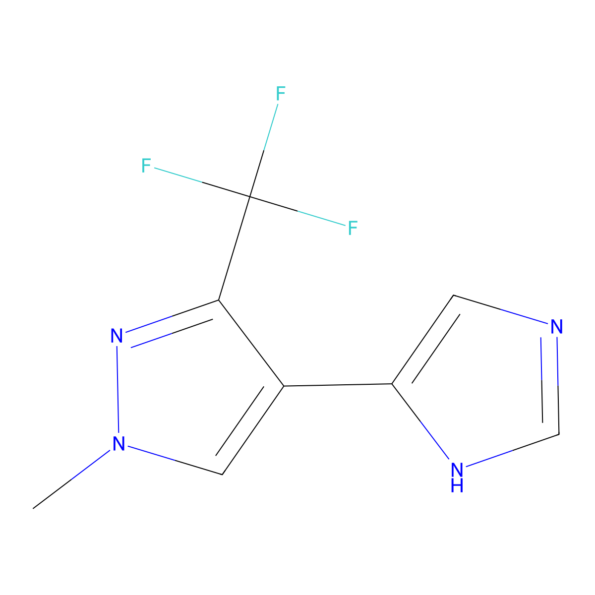 4-(1H-imidazol-4-yl)-1-methyl-3-(trifluoromethyl)-1H-pyrazole molecular structure, CAS 2229017-51-8