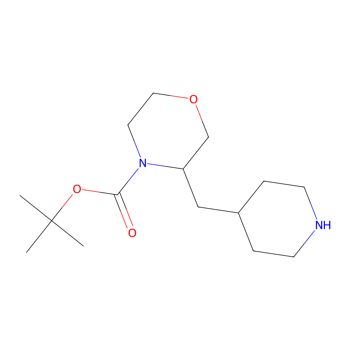 Tert-butyl 3-[(piperidin-4-yl)methyl]morpholine-4-carboxylate molecular structure, CAS 2229018-63-5