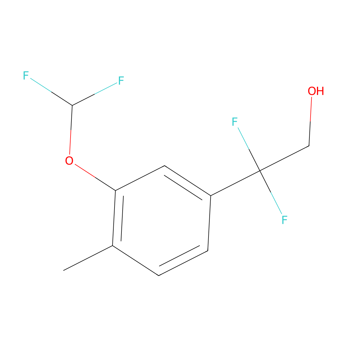 2-[3-(Difluoromethoxy)-4-methylphenyl]-2,2-difluoroethan-1-ol molecular structure, CAS 2229031-36-9